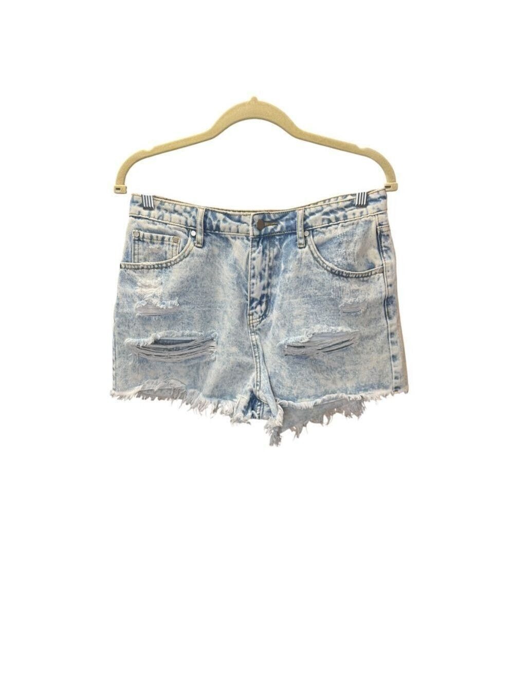 Women's day + moon Blue Distressed Jean Shorts M
